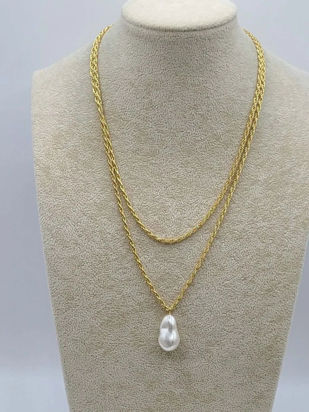 J Crew Factory Layered Pearl Pendant Necklace NWT